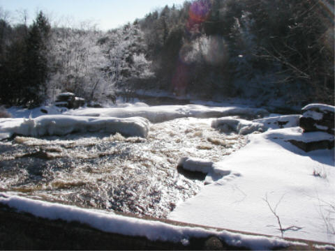 View from concrete bridge looking east